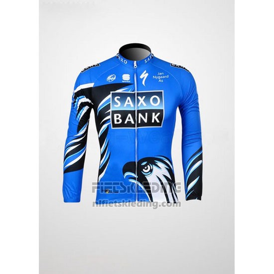 2012 Fietskleding Saxo Bank Blauw en Zwart Lange Mouwen en Koersbroek